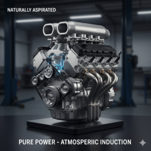 A side-by-side technical diagram comparing naturally aspirated vs turbocharged engines, illustrating the airflow through the intake manifold and the forced induction process using a turbocharger and intercooler.