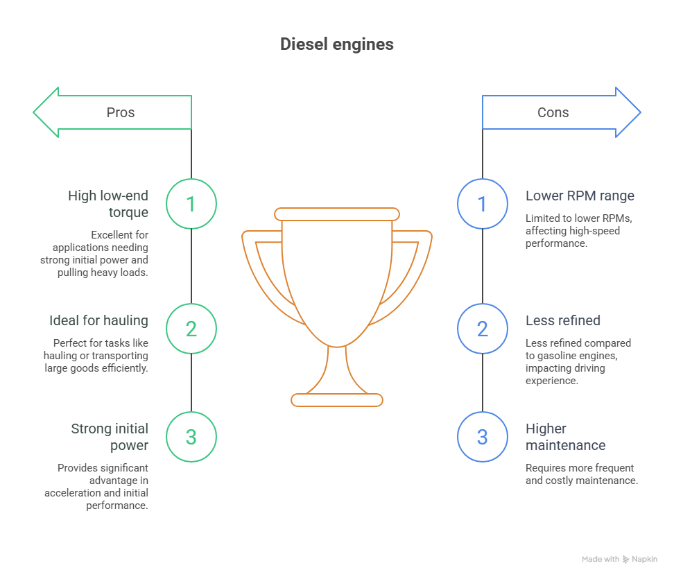 image showing pros and cons of diesel engine